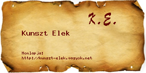 Kunszt Elek névjegykártya